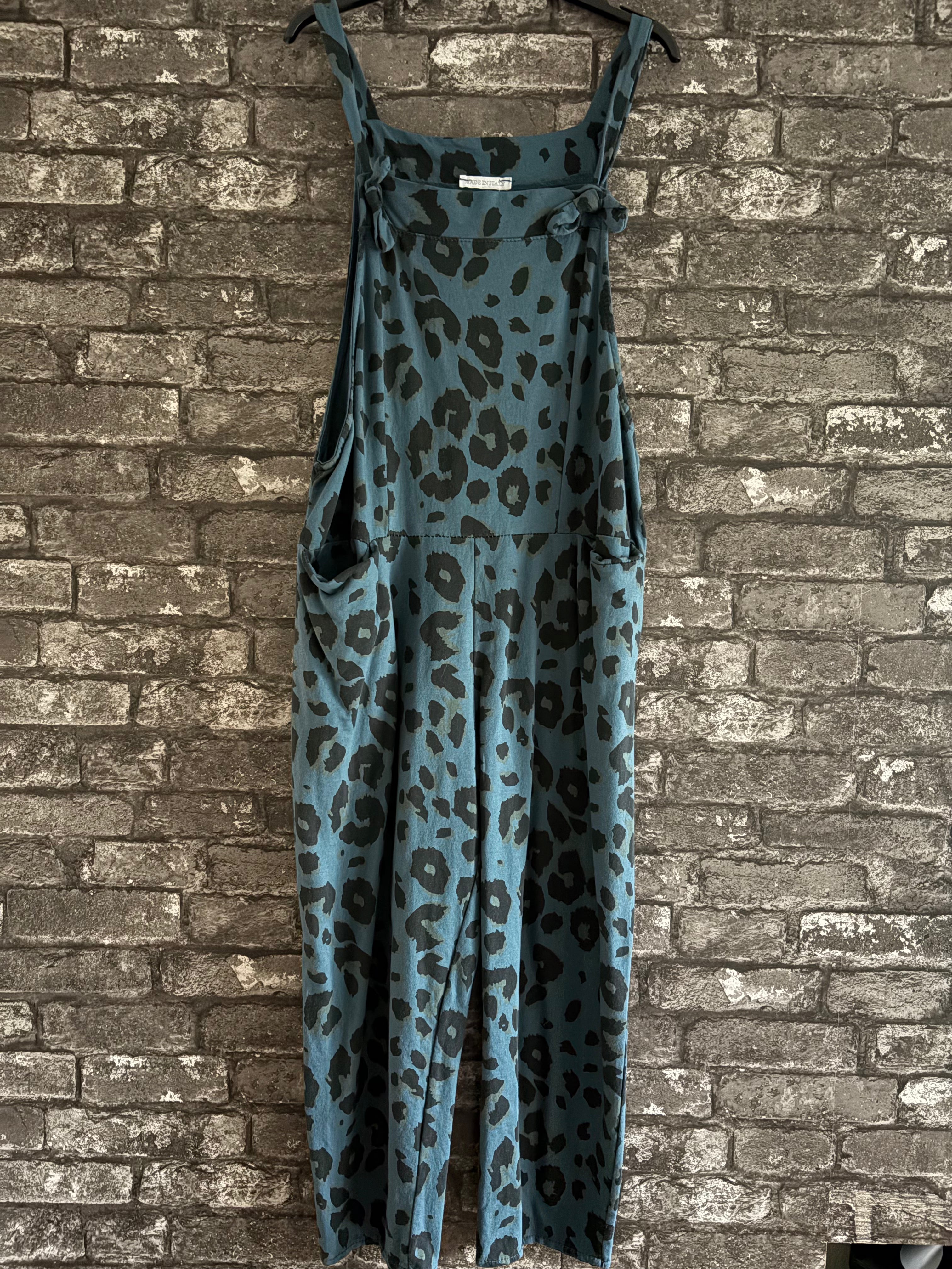 Leopard dungarees