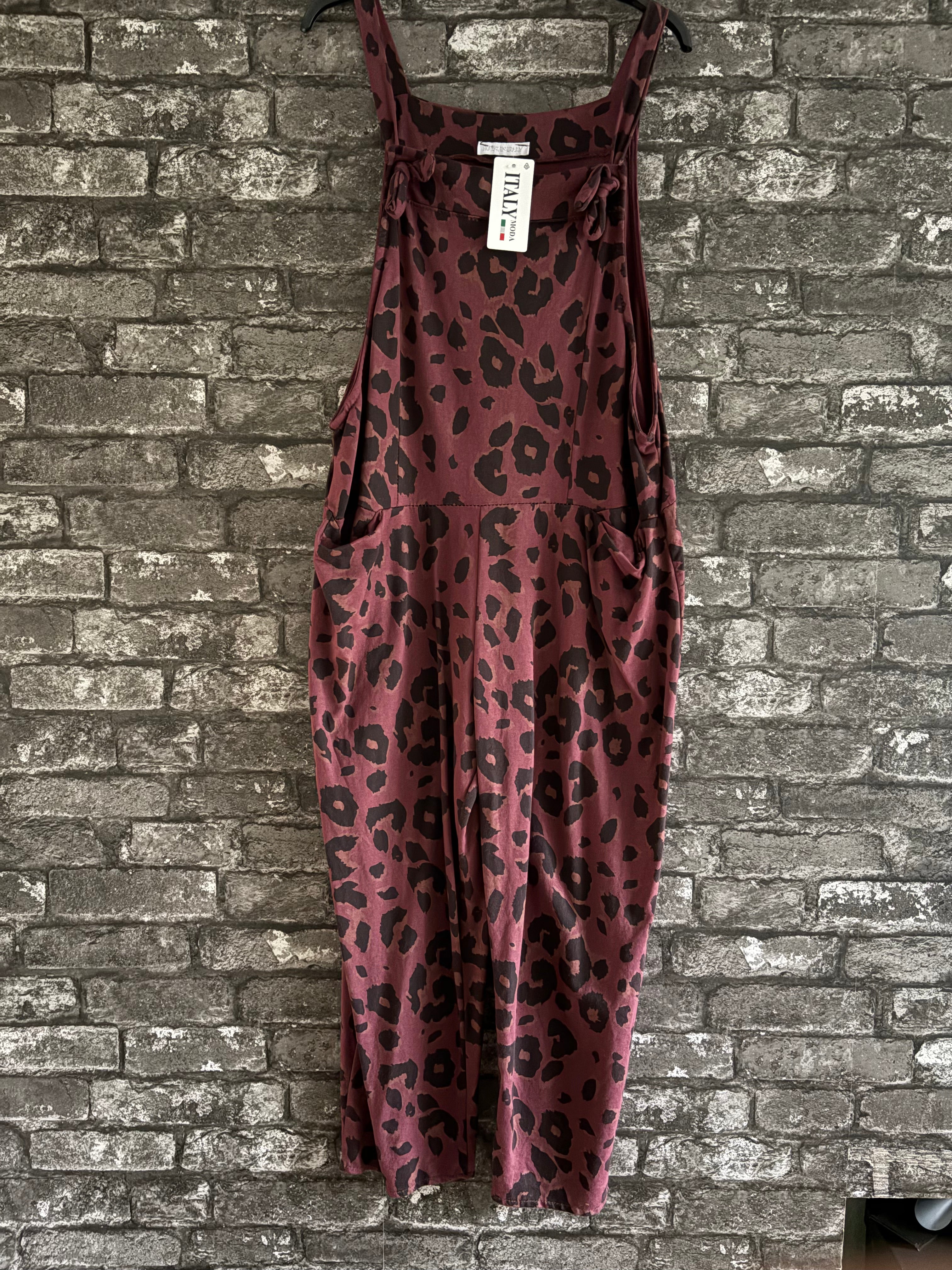 Leopard dungarees